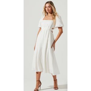ASTR THE LABEL Angeles Puff Sleeve Cutout Dress - size Medium